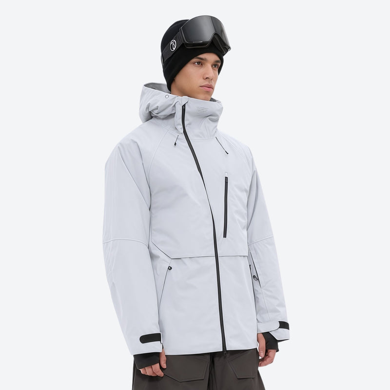 Men's waterproof 3L snow pants and jacket series - light gray jacket, for cold-weather winter sports