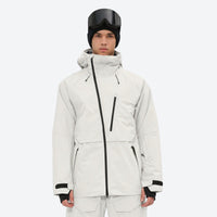 
                  
                    Men's waterproof 3L snow pants and jacket series - white jacket, on-model front view, for skiing and snowboarding
                  
                