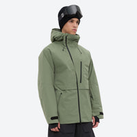 
                  
                    Men's waterproof 3L snow pants and jacket series - sage green jacket, for resort and street wear
                  
                