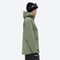 
                  
                    Men's 3-layer snowboard pants with jacket - sage green jacket, on-model side view, for cold-weather winter sports
                  
                