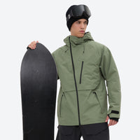 
                  
                    Men's breathable balloon snow pants set - sage green jacket, for resort and street wear
                  
                