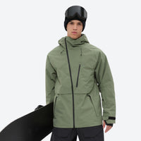 
                  
                    Men's 3-layer snowboard pants with jacket - sage green jacket, for powder days and winter commute
                  
                