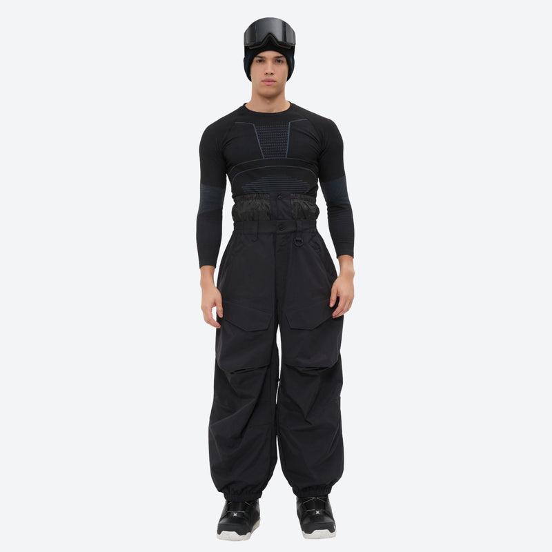 Men's waterproof 3L snow pants and jacket series - black snow pants with black top, for powder days and winter commute