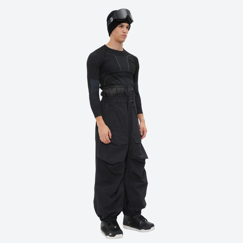 Men's breathable balloon snow pants set - black snow pants with black top, for cold-weather winter sports