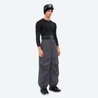 
                  
                    Men's 3-layer snowboard pants with jacket - gray snow pants with black top, on-model front view, for resort and street wear
                  
                