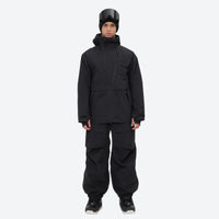 
                  
                    Men's waterproof 3L snow pants and jacket series - black jacket with black pants, for skiing and snowboarding
                  
                
