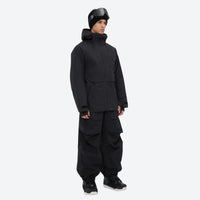 
                  
                    Men's breathable balloon snow pants set - black jacket with black pants, for resort and street wear
                  
                