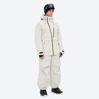 
                  
                    Men's breathable balloon snow pants set - white jacket with white pants, for powder days and winter commute
                  
                
