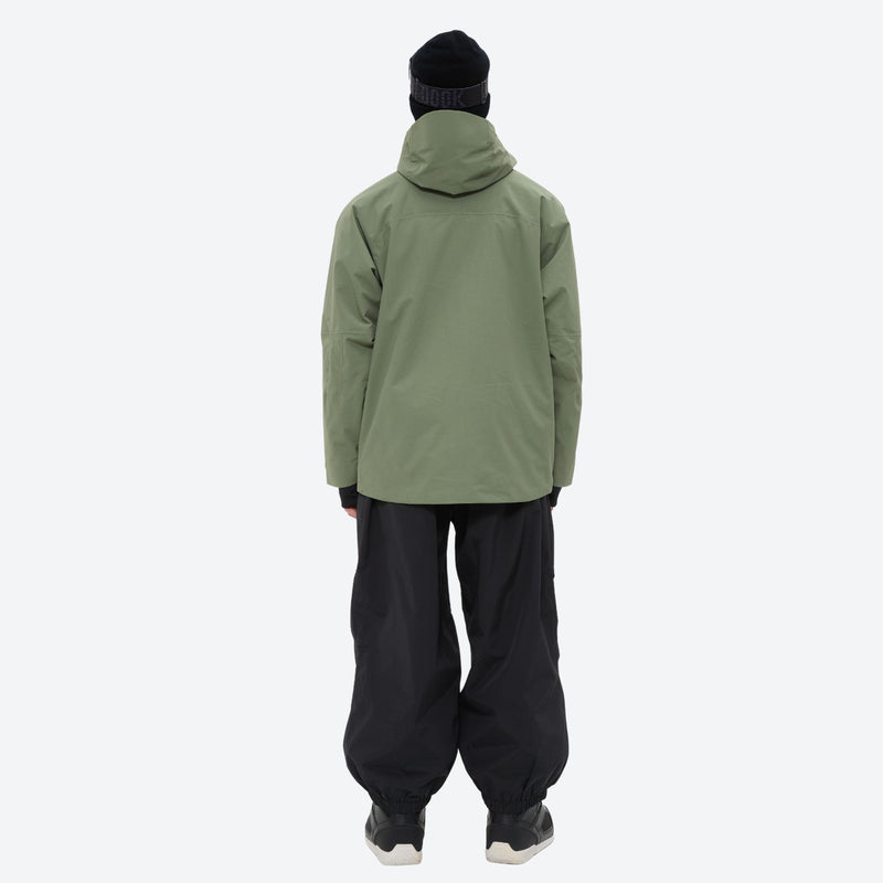 Men's waterproof 3L snow pants and jacket series - sage green jacket with black pants, for resort and street wear