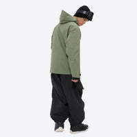 
                  
                    Men's 3-layer snowboard pants with jacket - sage green jacket with black pants, for skiing and snowboarding
                  
                
