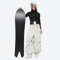 
                  
                    Women's breathable balloon snow pants set - white snow pants with black top, for cold-weather winter sports
                  
                