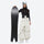 Women's breathable balloon snow pants set - white snow pants with black top, for cold-weather winter sports