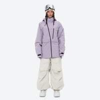 
                  
                    Women's waterproof 3L snow pants and jacket series - lavender jacket with white pants, for skiing and snowboarding
                  
                