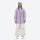 Women's waterproof 3L snow pants and jacket series - lavender jacket with white pants, for skiing and snowboarding