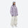 Women's 3-layer snowboard pants with jacket - lavender jacket with white pants, for powder days and winter commute