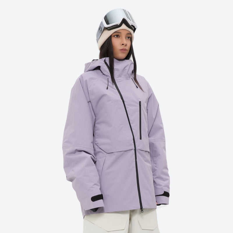 Women's waterproof 3L snow pants and jacket series - lavender jacket, for cold-weather winter sports