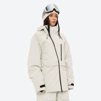 
                  
                    Women's waterproof 3L snow pants and jacket series - white jacket, for powder days and winter commute
                  
                