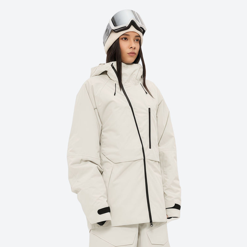 Women's waterproof 3L snow pants and jacket series - white jacket, for powder days and winter commute