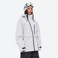 
                  
                    Women's breathable balloon snow pants set - white jacket, for powder days and winter commute
                  
                