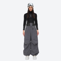 
                  
                    Women's waterproof 3L snow pants and jacket series - gray snow pants with black top, for powder days and winter commute
                  
                