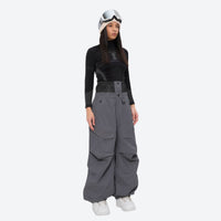 
                  
                    Women's waterproof 3L snow pants and jacket series - gray snow pants with black top, for skiing and snowboarding
                  
                