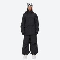
                  
                    Women's breathable balloon snow pants set - black jacket with black pants, for resort and street wear
                  
                