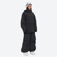 
                  
                    Women's 3-layer snowboard pants with jacket - black jacket with black pants, for powder days and winter commute
                  
                