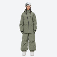 
                  
                    Women's 3-layer snowboard pants with jacket - sage green jacket with sage pants, for skiing and snowboarding
                  
                