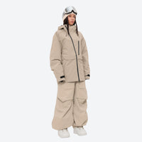 
                  
                    Women's breathable balloon snow pants set - tan jacket with tan pants, for resort and street wear
                  
                