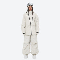 
                  
                    Women's breathable balloon snow pants set - white jacket with white pants, for cold-weather winter sports
                  
                
