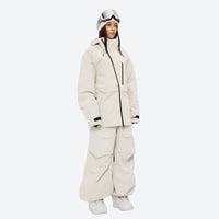 
                  
                    Women's 3-layer snowboard pants with jacket - white jacket with white pants, for skiing and snowboarding
                  
                