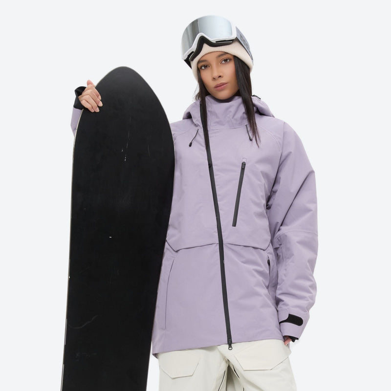 Women's 3-layer snowboard pants with jacket - lavender jacket, for powder days and winter commute