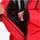 Women's waterproof 3L snow pants and jacket series - red, interior lining open close-up with hand, for resort and street wear
