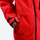 Men's breathable balloon snow pants set - red, side pocket close-up with hand, for cold-weather winter sports