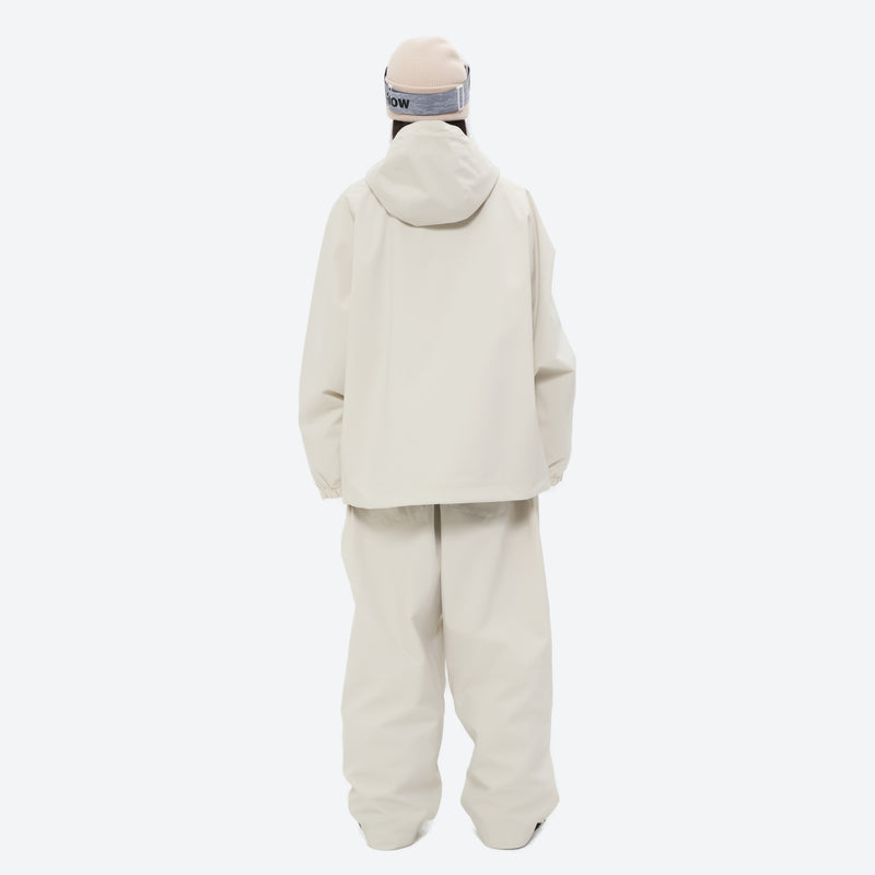 Women's 2-layer snowboard jacket and pants - cream jacket with cream pants, for cold-weather winter sports