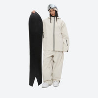 
                  
                    Women's minimalist breathable ski jacket set - cream jacket with cream pants, for cold-weather winter sports
                  
                