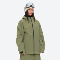 
                  
                    Women's 2-layer snowboard jacket and pants - olive green, for powder days and winter commute
                  
                
