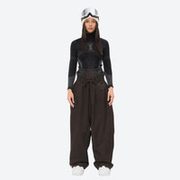 
                  
                    Women's 2-layer snowboard jacket and pants - coffee brown snow pants, on-model front view, for skiing and snowboarding
                  
                