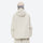 Women's waterproof 2L snow jacket and pants - cream, on-model back hood view, for powder days and winter commute