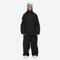 
                  
                    Women's 2-layer snowboard jacket and pants - black jacket with black pants, for cold-weather winter sports
                  
                