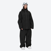 
                  
                    Women's waterproof 2L snow jacket and pants - black jacket with black pants, for skiing and snowboarding
                  
                