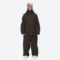 
                  
                    Women's minimalist breathable ski jacket set - coffee brown jacket with coffee pants, for powder days and winter commute
                  
                
