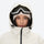 Women's 2-layer snowboard jacket and pants - cream, hood and face close-up with goggles, for skiing and snowboarding