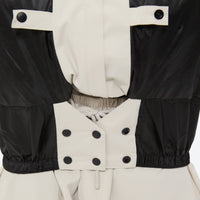
                  
                    Women's waterproof 2L snow jacket and pants - cream, inner snow skirt close-up detail, for cold-weather winter sports
                  
                