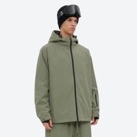 
                  
                    Men's waterproof 2L snow jacket and pants - olive green, on-model three-quarter front view, for cold-weather winter sports
                  
                