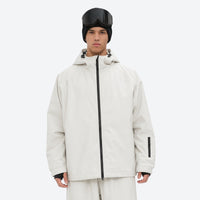 
                  
                    Men's 2-layer snowboard jacket and pants - cream jacket with cream pants, for skiing and snowboarding
                  
                