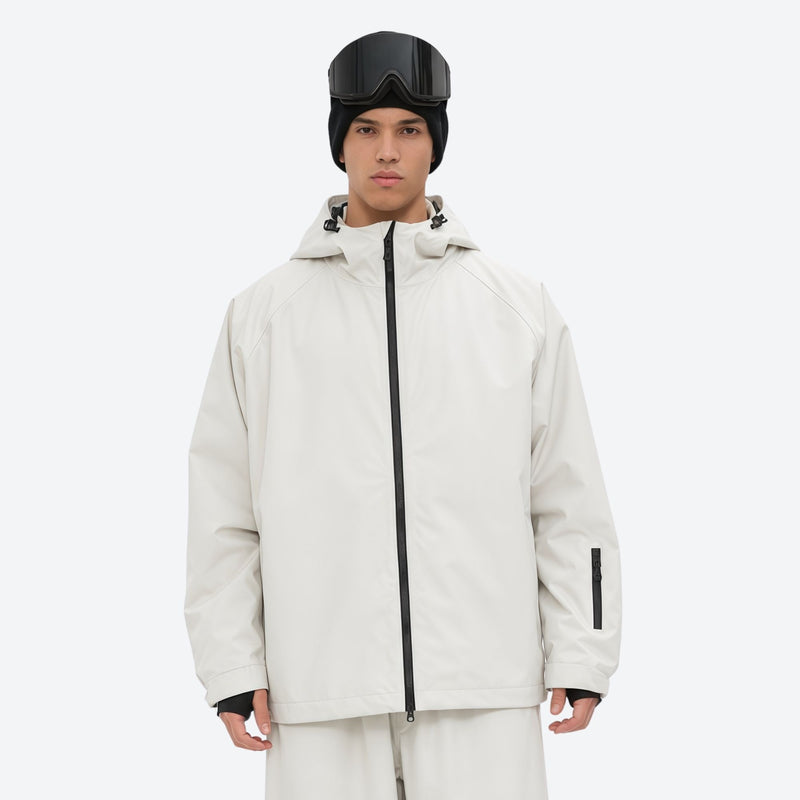 Men's 2-layer snowboard jacket and pants - cream jacket with cream pants, for skiing and snowboarding