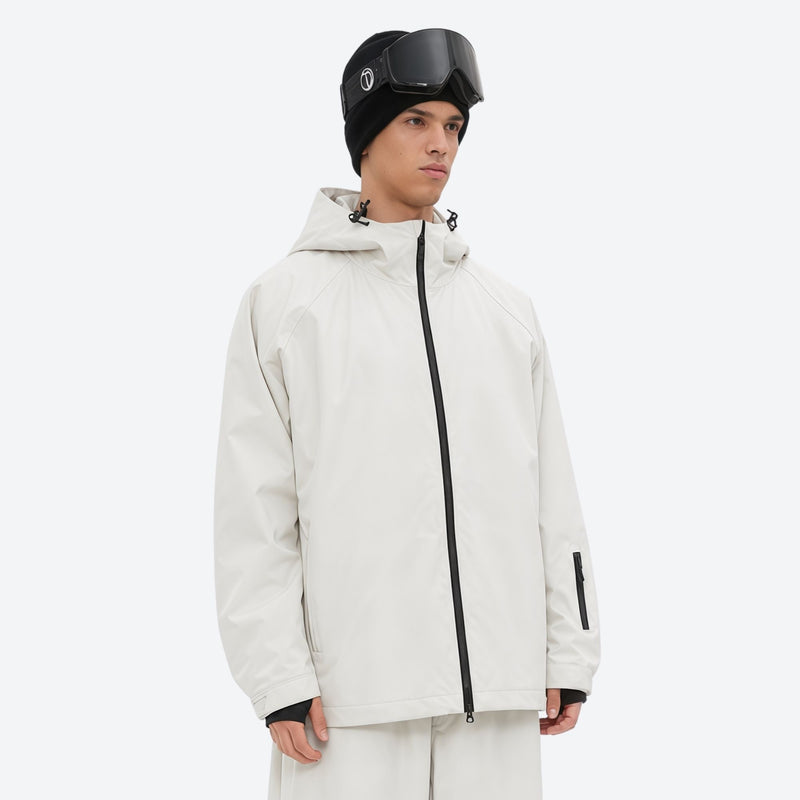 Men's waterproof 2L snow jacket and pants - cream jacket with cream pants, for resort and street wear