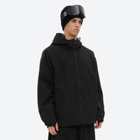 
                  
                    Men's minimalist breathable ski jacket set - black, on-model three-quarter front view, for skiing and snowboarding
                  
                