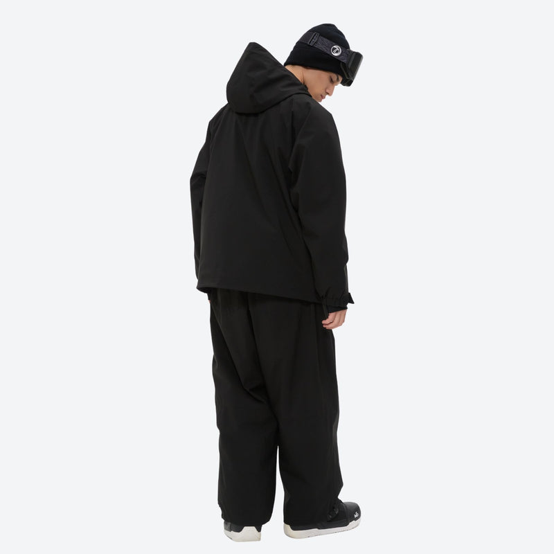 Men's waterproof 2L snow jacket and pants - black jacket with black pants, for skiing and snowboarding